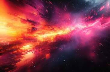 Obraz premium Glitched Abstract Art Distortion Background with Neon Colors and Chaotic Lines