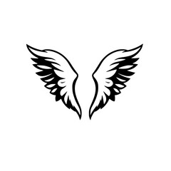 Obraz premium Black and white angel wings, a minimalist image of the wings, perfect for a tattoo or logo. The image is very clean and crisp.