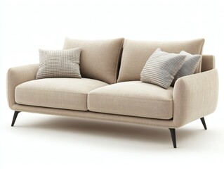 Fototapeta premium 3D Render of a Beige Fabric Sofa 