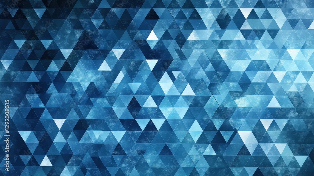 Poster abstract blue geometric pattern with triangular shapes, creating a cool, modern background effect
