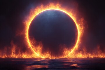 Fiery Ring of Fire Digital Art Abstract Background