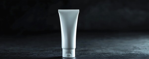 Moisturizer tube in white on a dark surface, ideal for skincare product displays