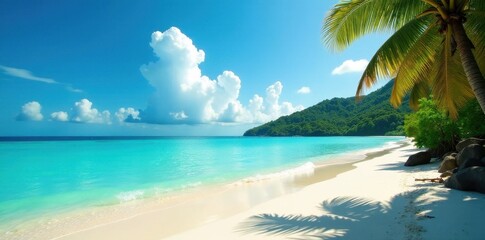 Serene Koh Muk beach, turquoise waters, sunny sky Tranquil tropical paradise , clouds, tropical, ocean