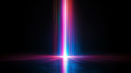 Vibrant full spectrum rainbow light beam emanating from darkness