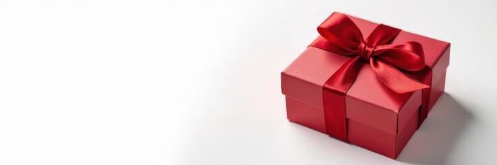 Obraz premium Luxury chocolate gift box tied with a red ribbon, white background , present, white background