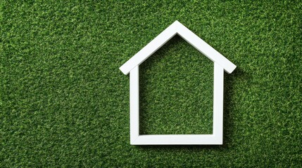 Green home concept on grass background