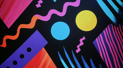 Vibrant geometric shapes and zigzag pattern abstract background