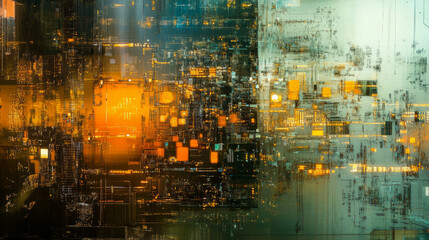 Naklejka premium Futuristic technology background with glass texture and embedded circuits for digital design