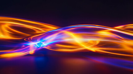 Abstract gold light waves on dark background for creative design and art projects