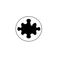 Black Puzzle Piece Inside Circle on White Background.