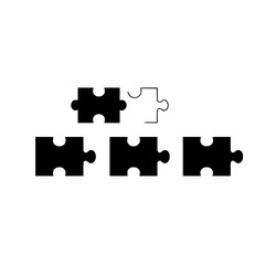 Fototapeta premium Black and white puzzle pieces, mostly black, with one piece outlined in white missing from the arrangement, concept.