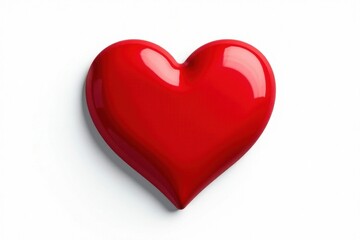 Fototapeta premium Vibrant red heart sticker, glossy finish, isolated on white , clipart, white background