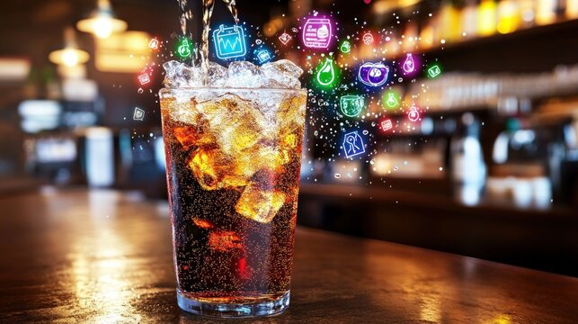 Iced drink poured bar social media