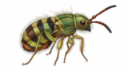 Colorful Striped Insect Macro Illustration Showcasing Biodiversity and Entomology