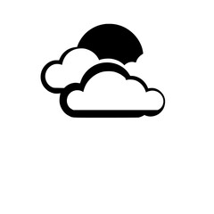 Fototapeta premium Weather Icon: Black and white image of a cloud covered sun.