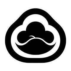 Abstract illustration of a cloud with a black outline and a white cloud silhouette.