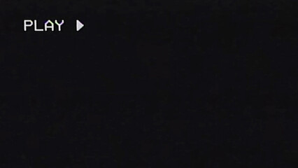 VHS TV retro filter with play on screen glitch overlay lines texture. Visual video effects background. High quality photo