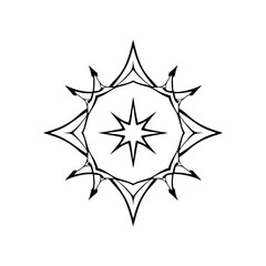 Black and White Starburst: Minimalist Line Art on White Background.