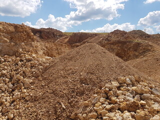 View of an open quarry for the extraction of limestone aggregate