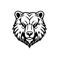 Bear Head. A stylized illustration of a bear head, with a black and white color scheme.