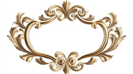 Gold ornate frame, design element, isolated, blank