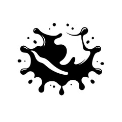 Abstract inkblot: Black and white splash pattern, stylized for a clean, minimalist effect on a white background, evoking movement and energy.