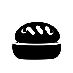 Minimalist illustration of a dark bun on a white background, simple and elegant.