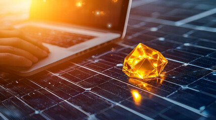 Digital Technology and Solar Energy Concept