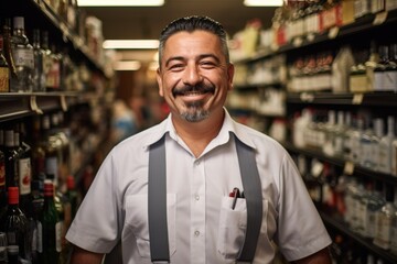 Obraz premium Portrait of a smiling male liquor store attendant