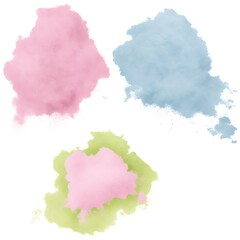 Pastel watercolor blobs on white background