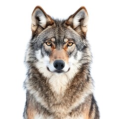 Fototapeta premium A solitary wolf set on a white canvas.