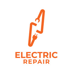 electric repair flat minimalist logo design