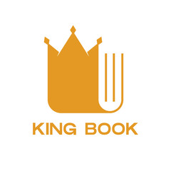 king crown book flat minimalist logo design