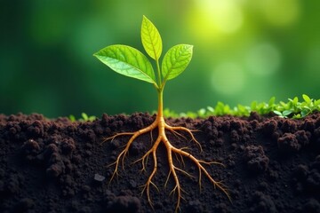 Microscopic view of enhanced plant root system, innovation, hormones, rna