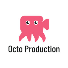 octopus production studio flat minimalist logo design