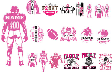 Breast cancer mega bundle, tackle breast cancer, cancer fight, wear pink, Hope, race, pink out dalmatian dots, support squad, tackle breast cancer, cancer fight, wear pink, Cancer awareness, football
