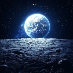 Perspectives of Earth from the lunar surface.