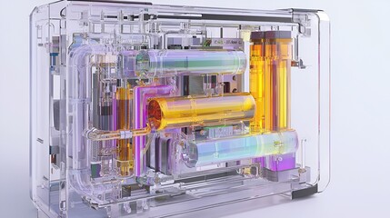 Transparent PC Case Interior, Cooling System, 3D Render, Technology