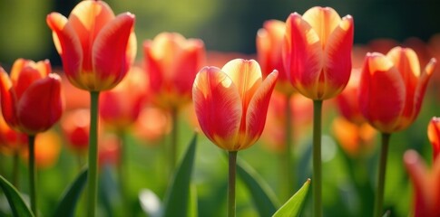 Obraz premium Vibrant tulips bloom in Brooklyn Botanic Garden's spring display , nature, brooklyn botanic garden, ny