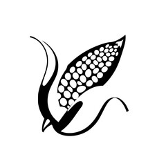 Graphic representation of a corn cob with leaves, showing its simple, modern design.