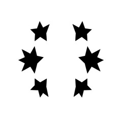 Black stars arrangement on a white background, creating symmetry and balance with their stark contrast.