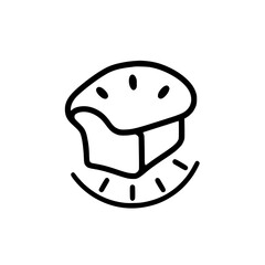 Isolated loaf of bread in a minimal, bold line style, with rising-sun outline,  white background.