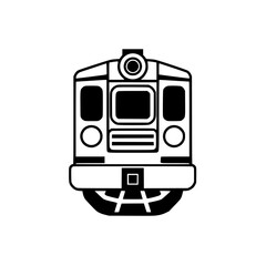 Obraz premium Front View of a Black and White Vector Train Silhouette on White Background