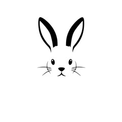 Minimalist depiction of a rabbit's face, with bold black ears and clean lines.