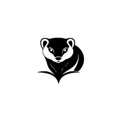 Minimalist Illustration of a Badger, Black and White.