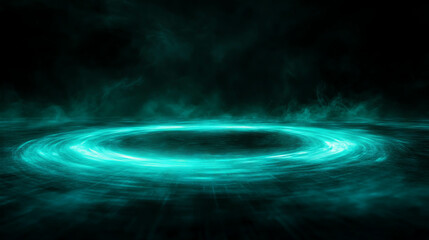 Swirling mint light on dark background for abstract design and creative projects