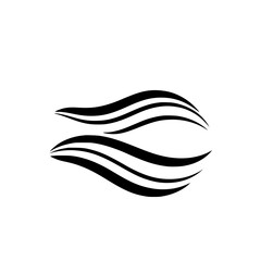 Abstract Black Waves on White, Simplified Illustration