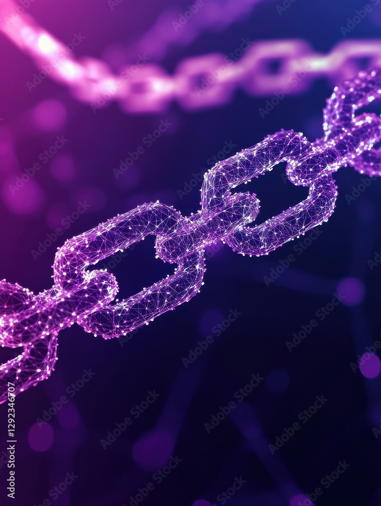 Poster blockchain technology futuristic hud ultraviolet background with blockchain polygon peer to peer net