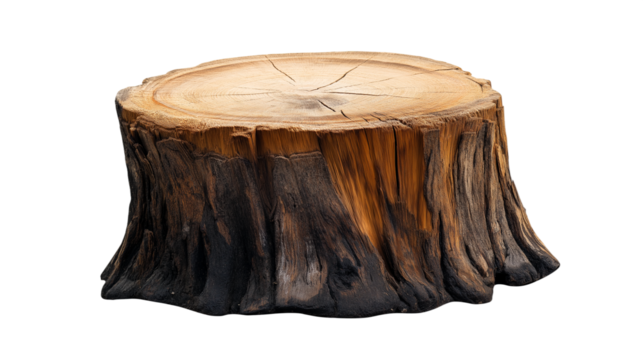  hard wood tree stump isolated on white background , transparent png