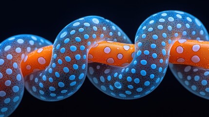 Microscopic Spiral Wonder: A mesmerizing close-up of a unique marine organism exhibiting vibrant blue and orange hues. Its intricate details are captivating.